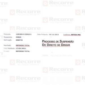 Suspensão deferido na defesa prévia em março de 2015