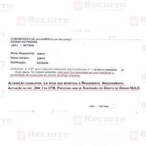 Suspensão detran art 244 i alteracao legislativa
